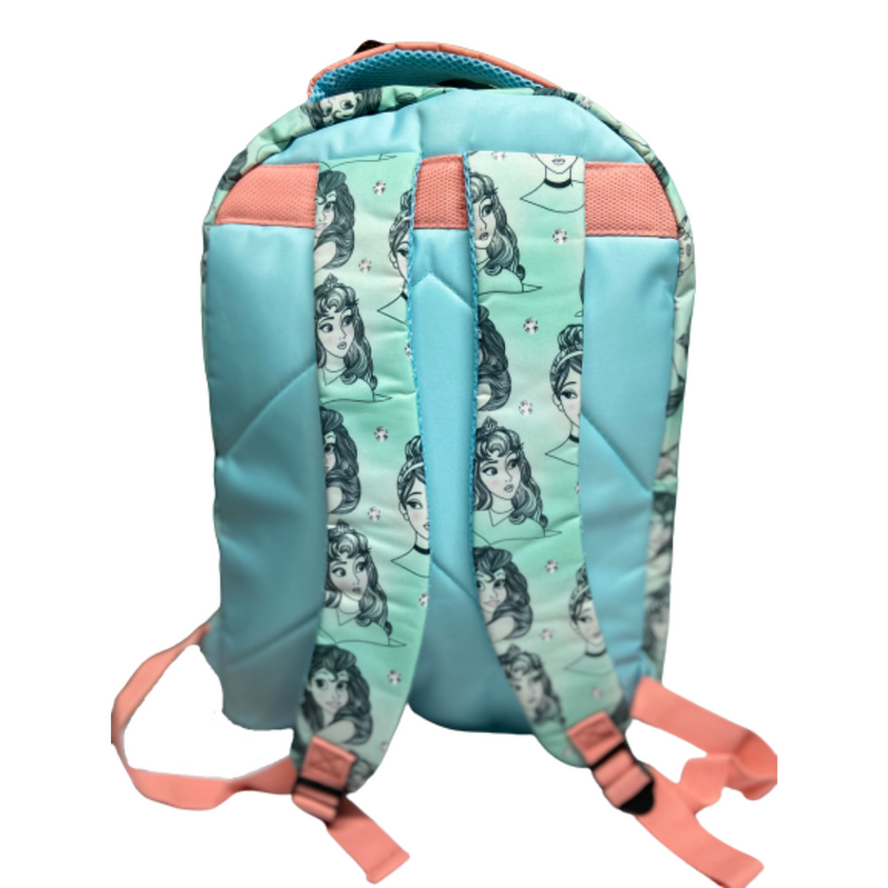 Mochila Disney Princesas Estampadas Celeste Original - Imagen 2