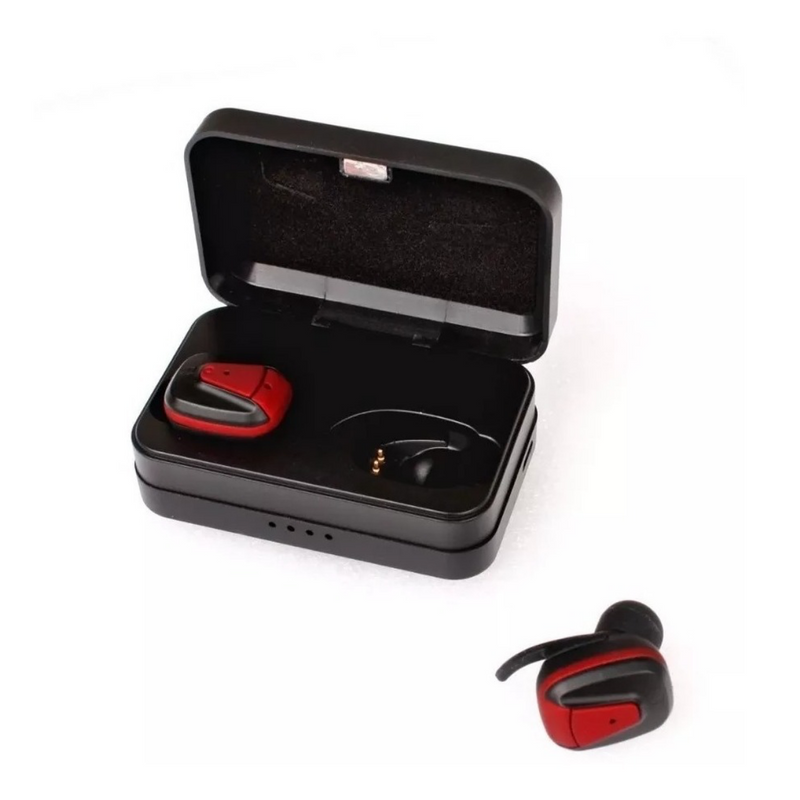 Audífonos Con Caja Necnon BT Bluetooth Negro Con Rojo - Imagen 2