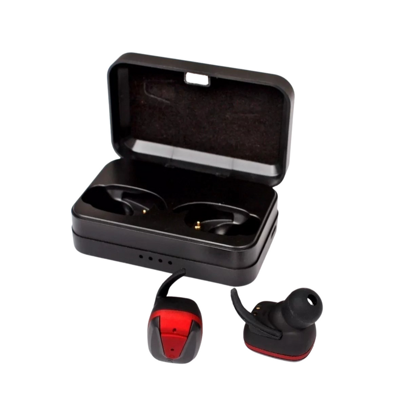 Audífonos Con Caja Necnon BT Bluetooth Negro Con Rojo - Imagen 4