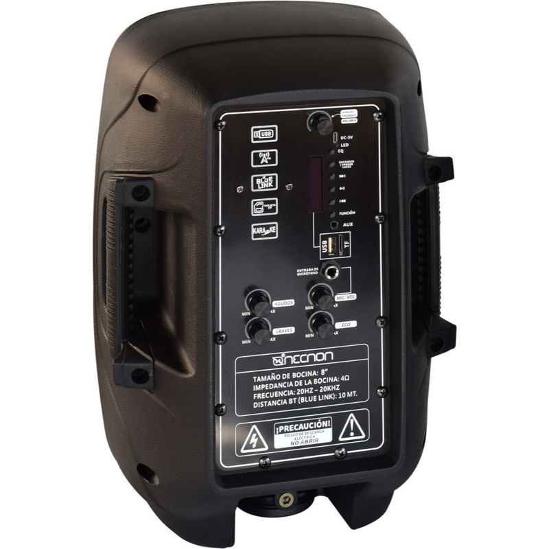 Bocina Con Micrófono Necnon De 8" Nb-08Dl BT Bluetooth Negro - Imagen 2