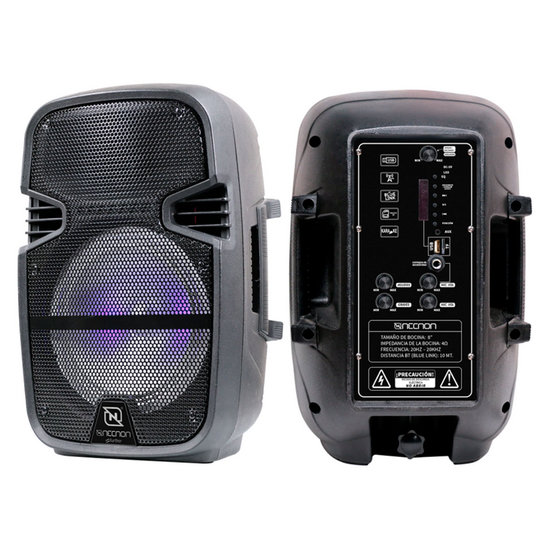 Bocina Con Micrófono Necnon De 8" Nb-08Dl BT Bluetooth Negro - Imagen 3