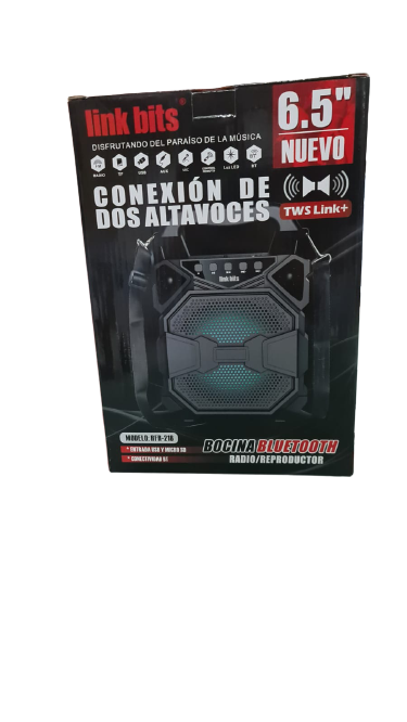 Bocina Portátil De 6.5" Luces LED Link Bits Sa-653P BT Bluetooth Negro