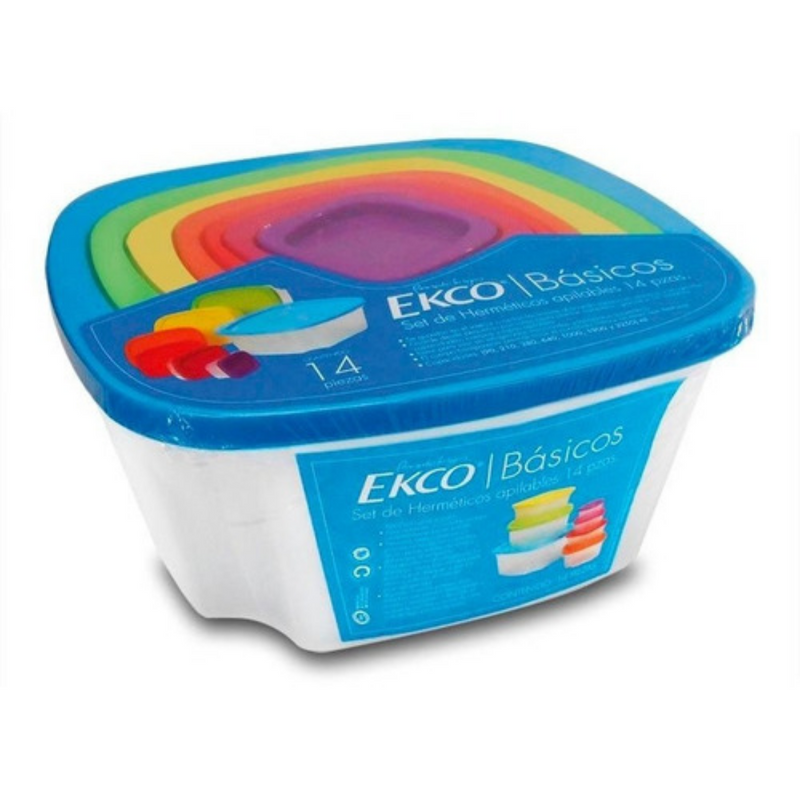 Juego De Recipientes Con Tapas Multicolor Apilables Ekco 23942