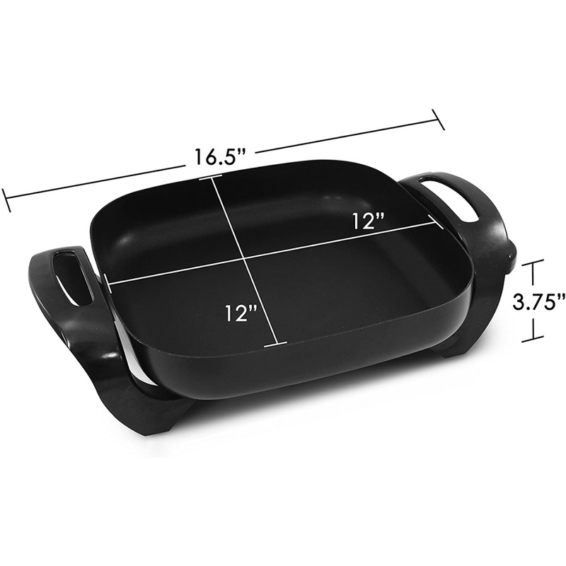 Sartén Eléctrico 12" Tapa De Vidrio Antiadherente Elite Gourmet - Imagen 3