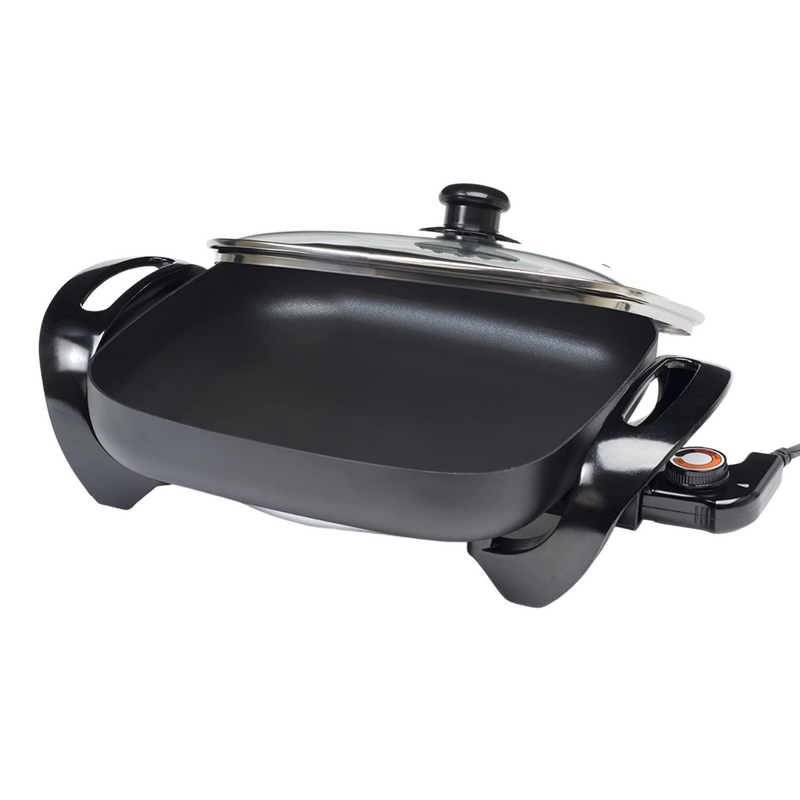 Sartén Eléctrico 12" Tapa De Vidrio Antiadherente Elite Gourmet