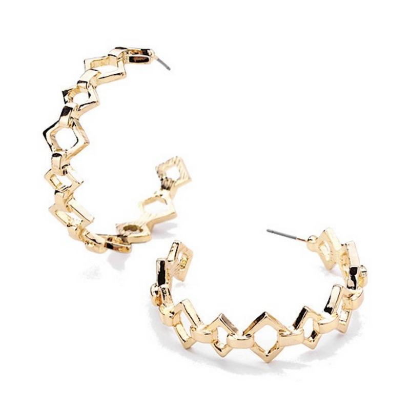 Aretes De Aros De Cadena Dorados Dama