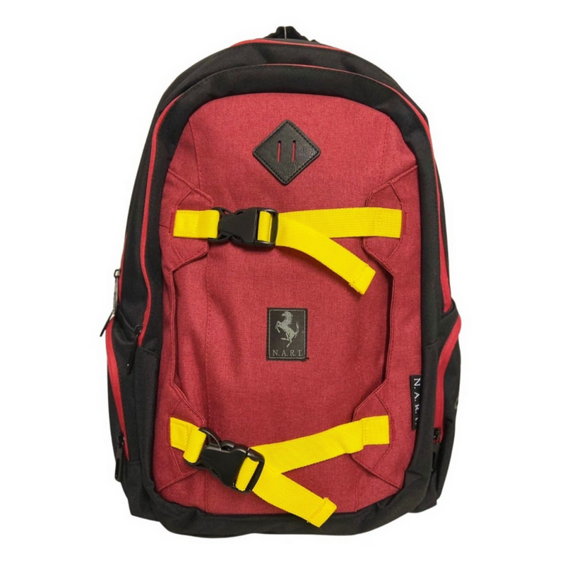Mochila Nart Con Broches Amarillo Y Rojo Original