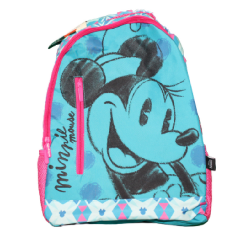 Mochila Disney Minnie Mouse Cierre Celeste Y Rosa Original