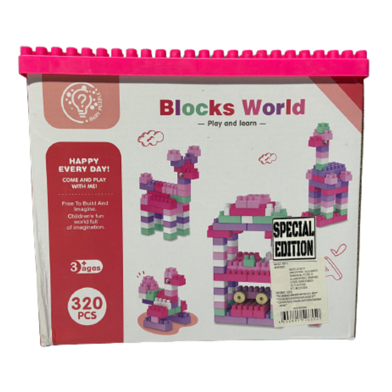 Blocks De 320 Piezas Con Stickers Rosa - Imagen 2